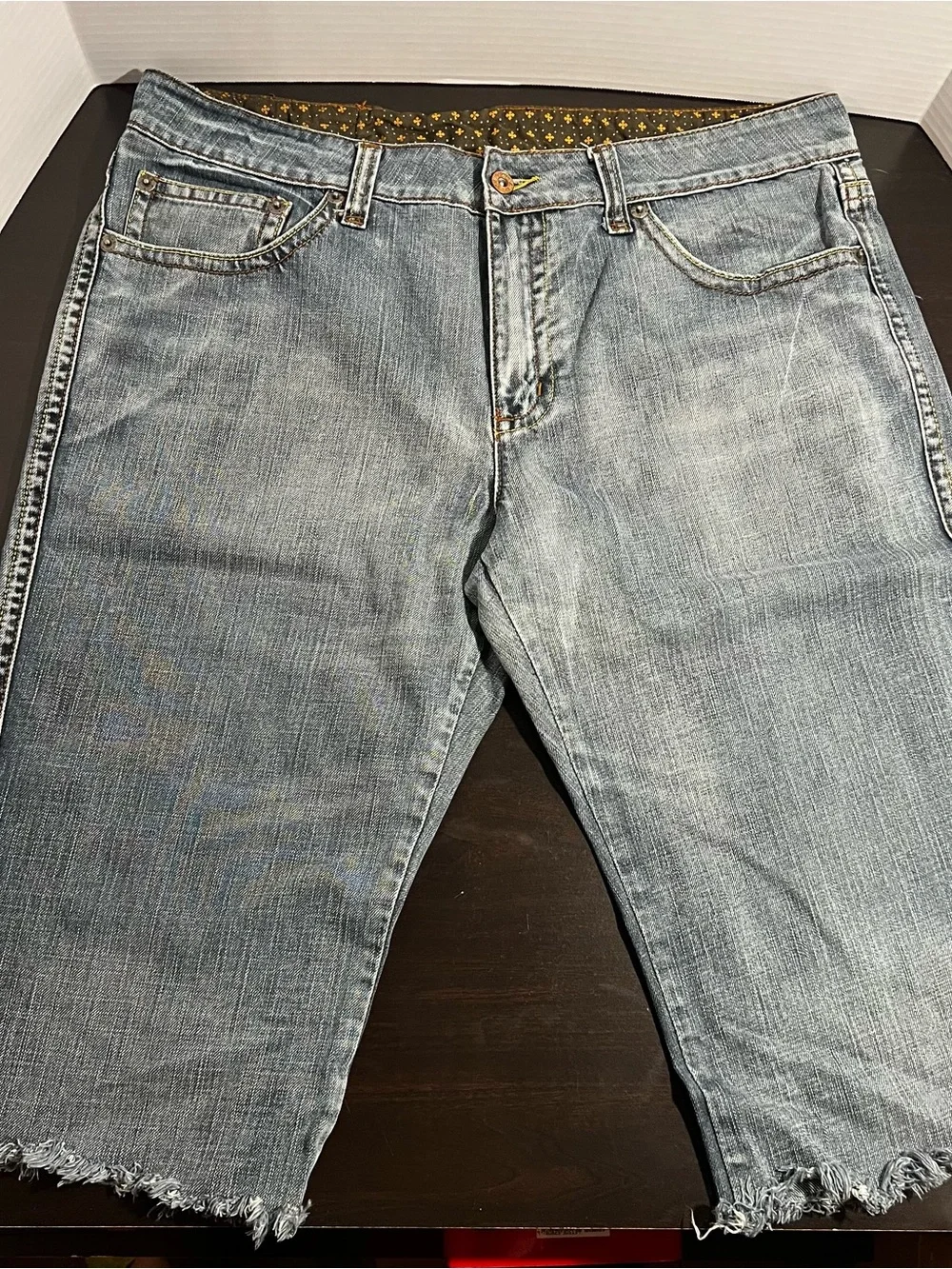 Buffalo David Bitton Mens Denim Cut Off Shorts Jorts Raw Hem Size 38 Distressed